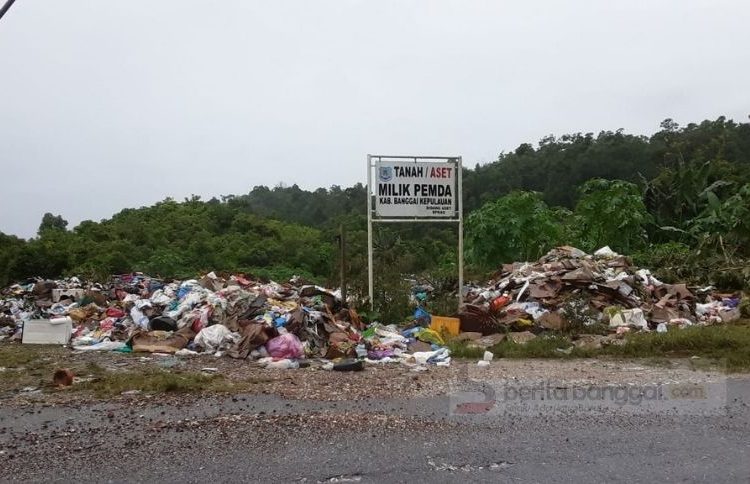 Kondisi sampah di TPA Banggai Kepulauan sudah penuh. Aroma busuk menyengat dan membuat warga yang melintasi jalan tersebut mulai mengeluhkan pengelolaan sampah yang dilakukan Dinas Lingkungan Hidup. (Foto: Kusmayadi/Beritabanggai.com)