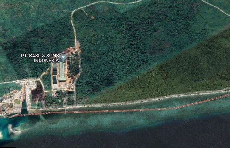 Pemerintah Kecamatan Luwuk Timur dan sejumlah desa di wilayah itu melaporkan perilaku pengolahan limbah perusahaan pengolahan kelapa PT SASL dan Sons Indonesia yang berada di Desa Kayutanyo, Kecamatan Luwuk Timur, Kabupaten Banggai (Foto: tangkapan layar google map)