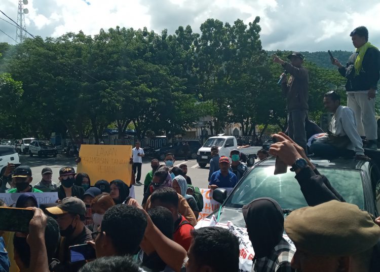 Petani sawit di Batui menggelar aksi unjuk rasa di DPRD Kabupaten Banggai, Senin (4/7/2022)