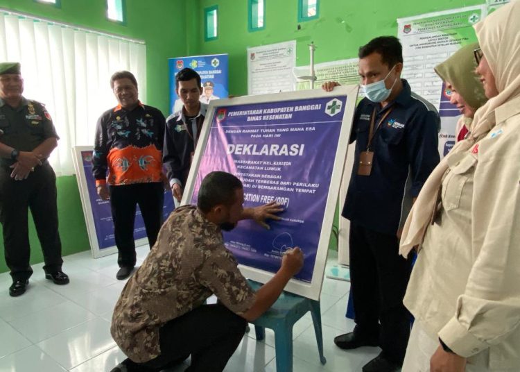 Open Defecation Free 100 persen di wilayah Puskesmas Kecamatan Kampung Baru Kecamatan Luwuk, Kamis 16 November 2023.